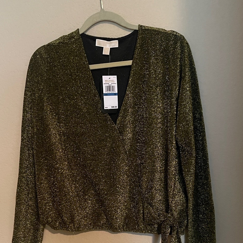 MICHAEL Michael Kors Glittery Black and Gold Top